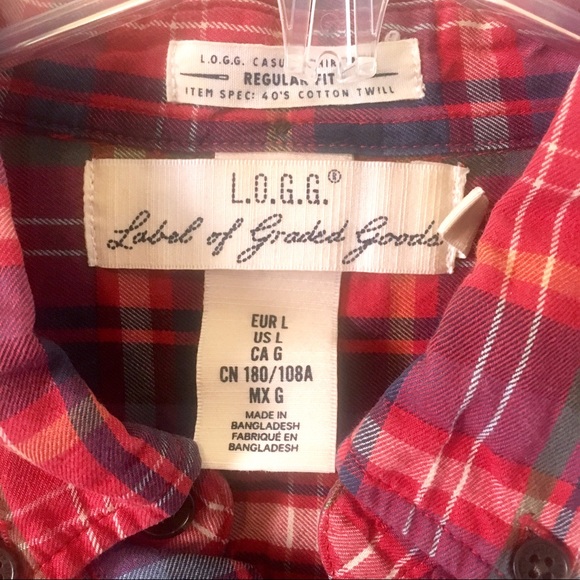 H&M L.O.G.G. Cotton Twill Plaid Button Down Shirt - Picture 3 of 7